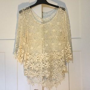 Cream Lace Floral Cover Top